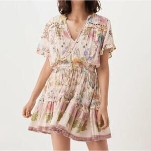 Spell and The Gypsy Cream Floral Mini Wild Bloom Play Dress XS